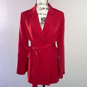 Red blazer duster